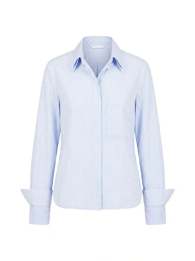 Women's Double Layer Cotton Button-Front Shirt - Blue White
