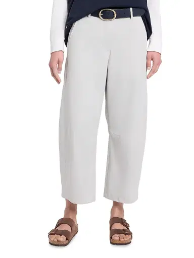 TWP Women's Slouchy BF Stretch-Cotton Wide-Leg Trousers - Light Grey | Thumbnail 3