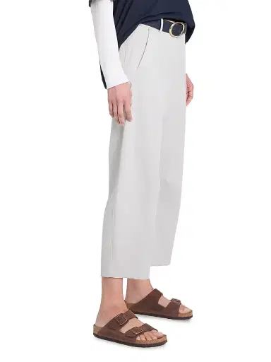 TWP Women's Slouchy BF Stretch-Cotton Wide-Leg Trousers - Light Grey | Thumbnail 4