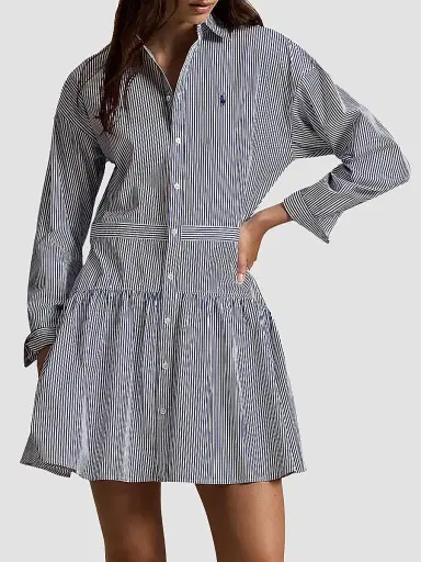 Polo Ralph Lauren Women's Pinstriped Cotton Shirtdress - White Fall Royal - Size 18 | Thumbnail 2 Polo Ralph Lauren Women's Pinstriped Cotton Shirtdress - White Fall Royal - Size 18 | Thumbnail 2