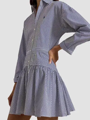Polo Ralph Lauren Women's Pinstriped Cotton Shirtdress - White Fall Royal - Size 18 | Thumbnail 4 Polo Ralph Lauren Women's Pinstriped Cotton Shirtdress - White Fall Royal - Size 18 | Thumbnail 4