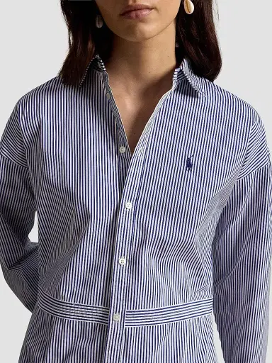 Polo Ralph Lauren Women's Pinstriped Cotton Shirtdress - White Fall Royal - Size 18 | Thumbnail 5 Polo Ralph Lauren Women's Pinstriped Cotton Shirtdress - White Fall Royal - Size 18 | Thumbnail 5
