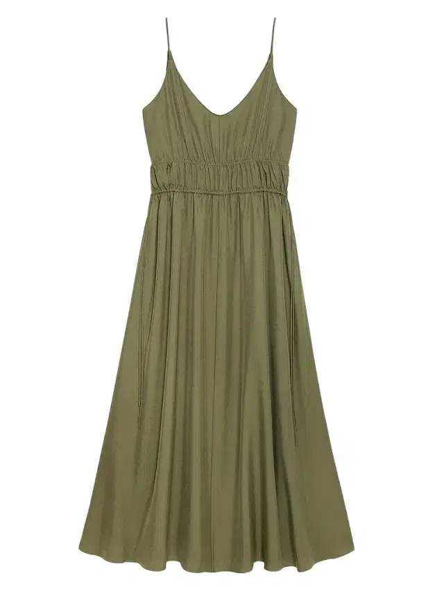 Women's Gathered Tie-Waist Midi-Dress - Forest Moss