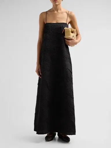 Ulla Johnson Women's Landscape Satin Maxi Dress - Noir - Size 12 | Thumbnail 2 Ulla Johnson Women's Landscape Satin Maxi Dress - Noir - Size 12 | Thumbnail 2