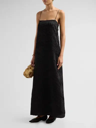 Ulla Johnson Women's Landscape Satin Maxi Dress - Noir - Size 12 | Thumbnail 4 Ulla Johnson Women's Landscape Satin Maxi Dress - Noir - Size 12 | Thumbnail 4