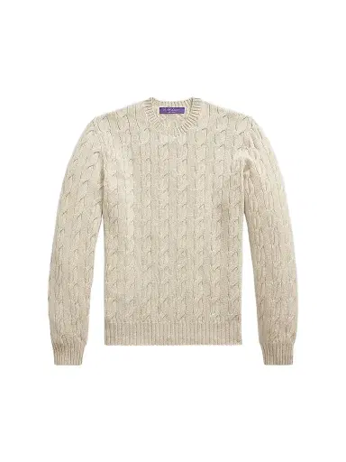 Ralph Lauren Purple Label Men's Cable-Knit Cashmere Crewneck Sweater - Champagne Melange - Size XXL | Thumbnail 1