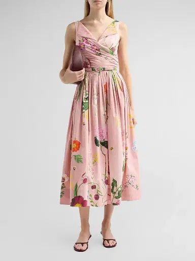 Oscar de la Renta Women's Floral Cotton Poplin Midi Dress - Blush Multi | Thumbnail 2