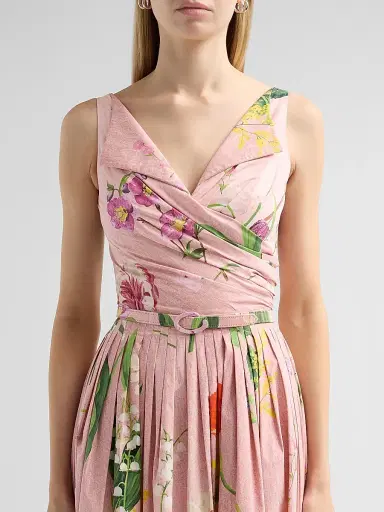 Oscar de la Renta Women's Floral Cotton Poplin Midi Dress - Blush Multi | Thumbnail 5