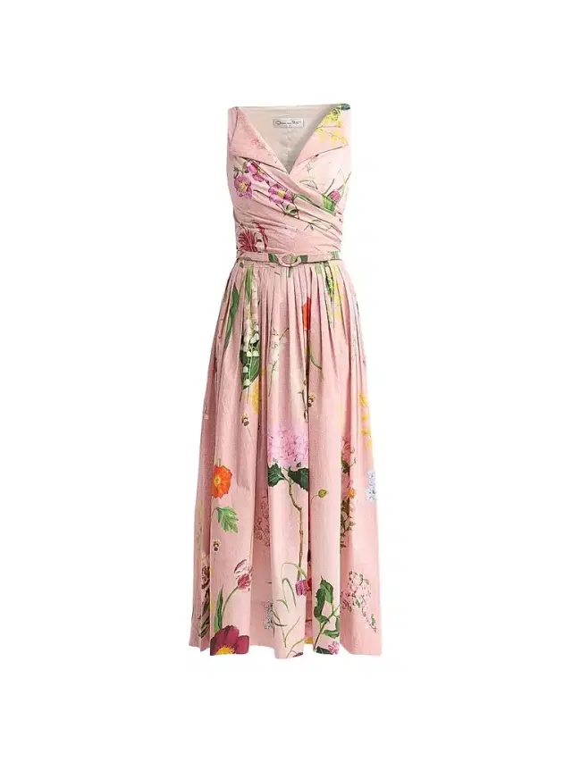 Women's Floral Cotton Poplin Midi Dress - Blush Multi