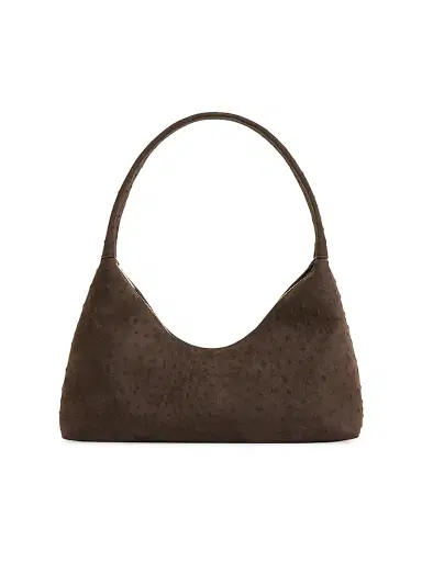 MANSUR GAVRIEL Women's Candy Ostrich-Embossed Suede Baguette Bag - Ebony | Thumbnail 1