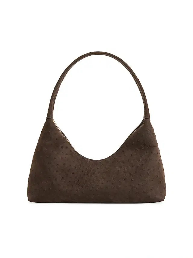 Mansur Gavriel Women's Candy Ostrich-Embossed Suede Baguette Bag - Ebony
