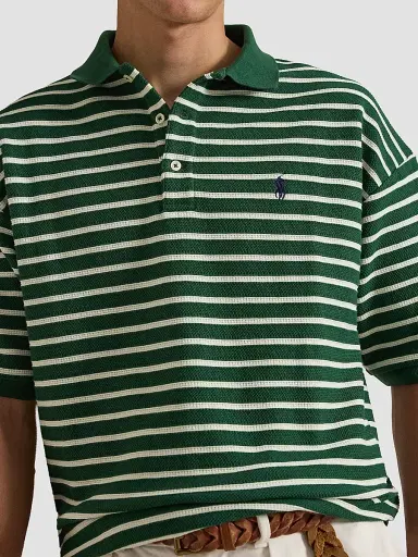 Polo Ralph Lauren Men's Relaxed-Fit Striped Jacquard Knit Polo Shirt - New Forest Nevis - Size XXL | Thumbnail 5 Polo Ralph Lauren Men's Relaxed-Fit Striped Jacquard Knit Polo Shirt - New Forest Nevis - Size XXL | Thumbnail 5