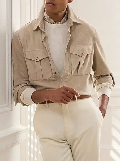 Ralph Lauren Purple Label Men's Desert-Faded Barron-Print Suede Jacket - Clay - Size XXL | Thumbnail 2 Ralph Lauren Purple Label Men's Desert-Faded Barron-Print Suede Jacket - Clay - Size XXL | Thumbnail 2