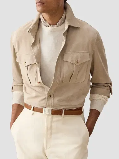 Ralph Lauren Purple Label Men's Desert-Faded Barron-Print Suede Jacket - Clay - Size XXL | Thumbnail 4 Ralph Lauren Purple Label Men's Desert-Faded Barron-Print Suede Jacket - Clay - Size XXL | Thumbnail 4