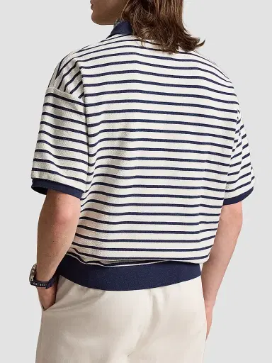 Polo Ralph Lauren Men's Relaxed-Fit Striped Jacquard Knit Polo Shirt - Nevis Newport Navy - Size XXL | Thumbnail 3 Polo Ralph Lauren Men's Relaxed-Fit Striped Jacquard Knit Polo Shirt - Nevis Newport Navy - Size XXL | Thumbnail 3