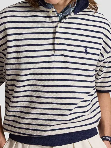 Polo Ralph Lauren Men's Relaxed-Fit Striped Jacquard Knit Polo Shirt - Nevis Newport Navy - Size XXL | Thumbnail 5 Polo Ralph Lauren Men's Relaxed-Fit Striped Jacquard Knit Polo Shirt - Nevis Newport Navy - Size XXL | Thumbnail 5