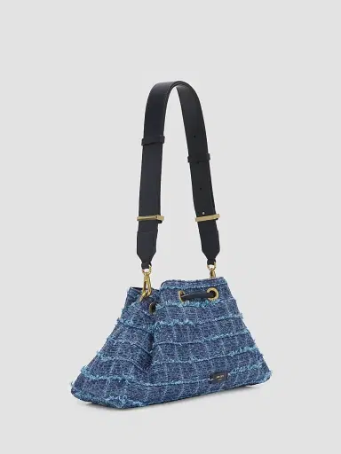 Jimmy Choo Women's Bon Bon Crosshatch Denim Shoulder Bag - Denim Grid Gold | Thumbnail 2 Jimmy Choo Women's Bon Bon Crosshatch Denim Shoulder Bag - Denim Grid Gold | Thumbnail 2