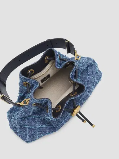 Jimmy Choo Women's Bon Bon Crosshatch Denim Shoulder Bag - Denim Grid Gold | Thumbnail 3 Jimmy Choo Women's Bon Bon Crosshatch Denim Shoulder Bag - Denim Grid Gold | Thumbnail 3