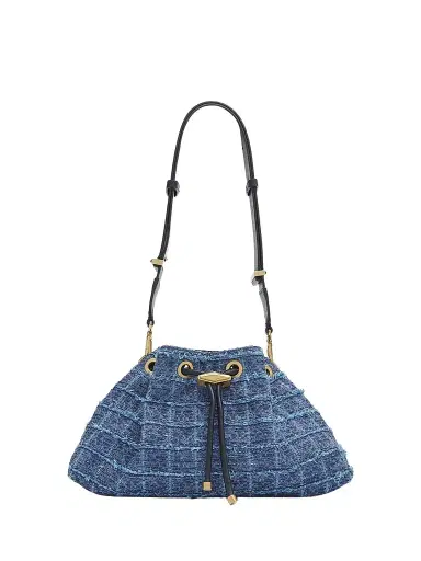 Jimmy Choo Women's Bon Bon Crosshatch Denim Shoulder Bag - Denim Grid Gold | Thumbnail 1 Jimmy Choo Women's Bon Bon Crosshatch Denim Shoulder Bag - Denim Grid Gold | Thumbnail 1