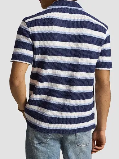 Polo Ralph Lauren Men's Striped Knit Cotton Camp Shirt - Newport Navy Multi - Size XXL | Thumbnail 3 Polo Ralph Lauren Men's Striped Knit Cotton Camp Shirt - Newport Navy Multi - Size XXL | Thumbnail 3