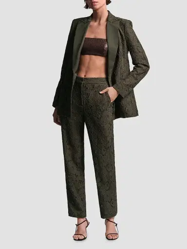 BCBGMAXAZRIA Women's Kaia Lace Double-Breasted Blazer - Dark Olive - Size 14 | Thumbnail 2
