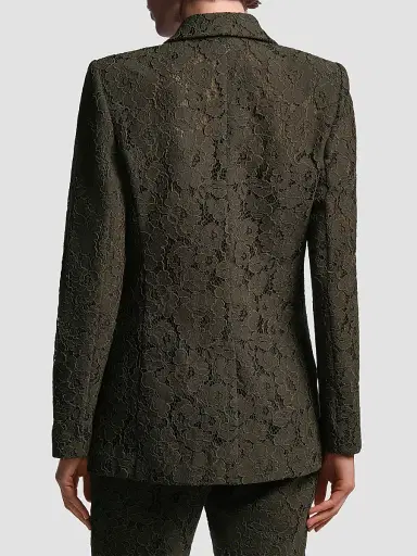 BCBGMAXAZRIA Women's Kaia Lace Double-Breasted Blazer - Dark Olive - Size 14 | Thumbnail 3