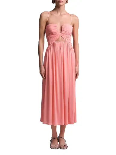 BCBGMAXAZRIA Women's Mimi Ruched Pleated Midi-Dress - Candy Pink | Thumbnail 2
