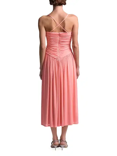 BCBGMAXAZRIA Women's Mimi Ruched Pleated Midi-Dress - Candy Pink | Thumbnail 4