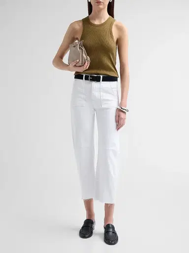 Le Jean Women's Petite Utility Soft Barrel Jeans - White | Thumbnail 2 Le Jean Women's Petite Utility Soft Barrel Jeans - White | Thumbnail 2