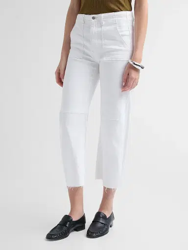 Le Jean Women's Petite Utility Soft Barrel Jeans - White | Thumbnail 4 Le Jean Women's Petite Utility Soft Barrel Jeans - White | Thumbnail 4