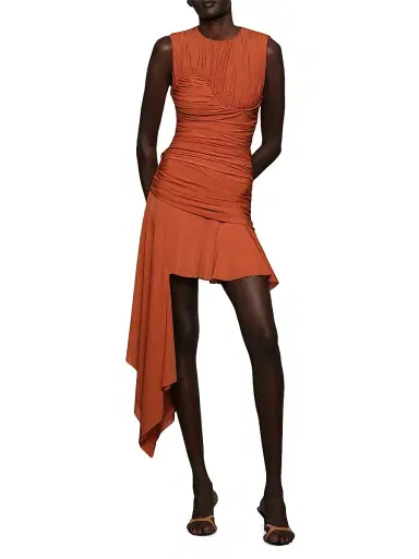 Et Ochs Women's Emerson Side Drape Miniskirt - Terracotta - Size 12 | Thumbnail 2