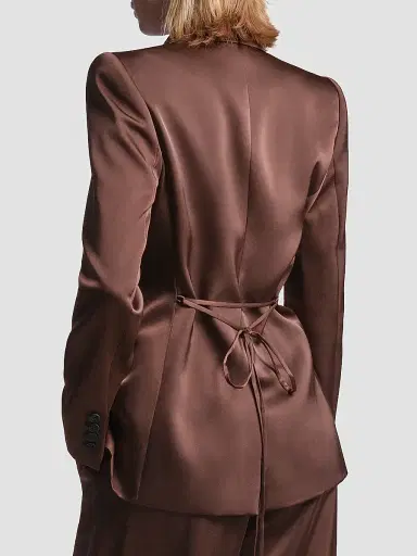 BCBGMAXAZRIA Women's Sydney Tailored Satin Blazer - Chocolate - Size 12 | Thumbnail 3 BCBGMAXAZRIA Women's Sydney Tailored Satin Blazer - Chocolate - Size 12 | Thumbnail 3