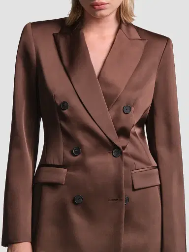 BCBGMAXAZRIA Women's Sydney Tailored Satin Blazer - Chocolate - Size 12 | Thumbnail 6 BCBGMAXAZRIA Women's Sydney Tailored Satin Blazer - Chocolate - Size 12 | Thumbnail 6