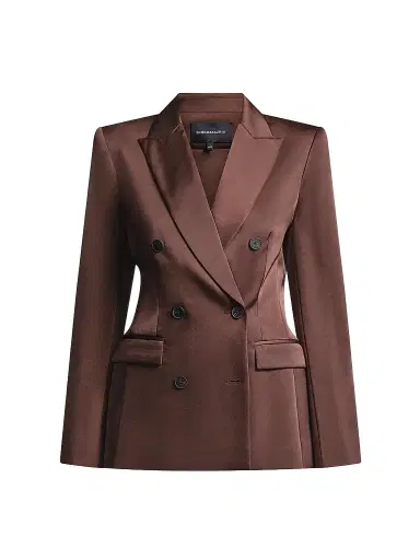BCBGMAXAZRIA Women's Sydney Tailored Satin Blazer - Chocolate - Size 12 | Thumbnail 1 BCBGMAXAZRIA Women's Sydney Tailored Satin Blazer - Chocolate - Size 12 | Thumbnail 1