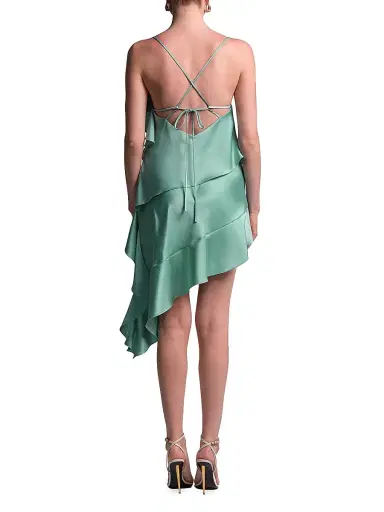 BCBGMAXAZRIA Women's Fiona Draped Asymmetric Mini Dress - Eucalyptus | Thumbnail 4