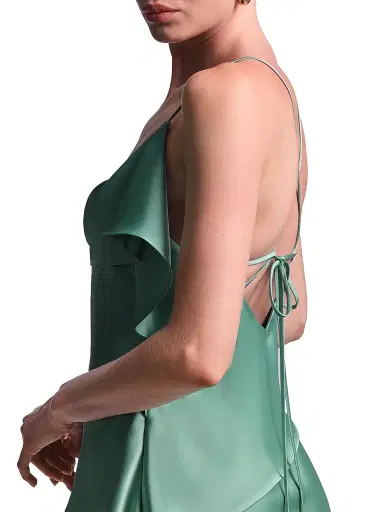 BCBGMAXAZRIA Women's Fiona Draped Asymmetric Mini Dress - Eucalyptus | Thumbnail 6
