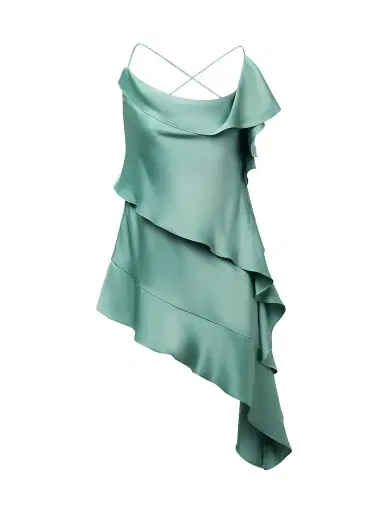 BCBGMAXAZRIA Women's Fiona Draped Asymmetric Mini Dress - Eucalyptus | Thumbnail 1
