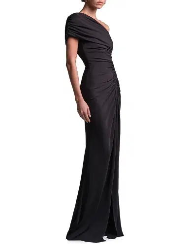 BCBGMAXAZRIA Women's Solina Ruched One-Shoulder Gown - Black - Size 6 | Thumbnail 3 BCBGMAXAZRIA Women's Solina Ruched One-Shoulder Gown - Black - Size 6 | Thumbnail 3
