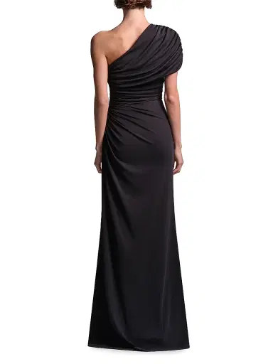 BCBGMAXAZRIA Women's Solina Ruched One-Shoulder Gown - Black - Size 6 | Thumbnail 4 BCBGMAXAZRIA Women's Solina Ruched One-Shoulder Gown - Black - Size 6 | Thumbnail 4