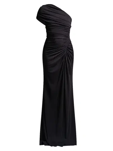 BCBGMAXAZRIA Women's Solina Ruched One-Shoulder Gown - Black - Size 6 | Thumbnail 1 BCBGMAXAZRIA Women's Solina Ruched One-Shoulder Gown - Black - Size 6 | Thumbnail 1