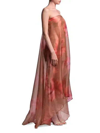 BCBGMAXAZRIA Women's Annika Watercolor Floral Strapless Gown - Flame Meadow Print | Thumbnail 4