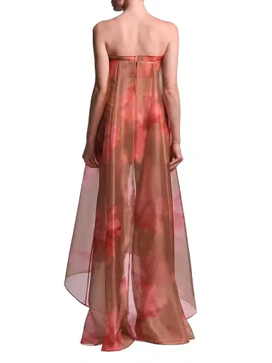 BCBGMAXAZRIA Women's Annika Watercolor Floral Strapless Gown - Flame Meadow Print | Thumbnail 5