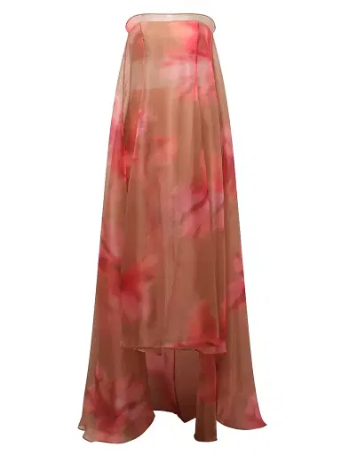 BCBGMAXAZRIA Women's Annika Watercolor Floral Strapless Gown - Flame Meadow Print | Thumbnail 1