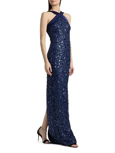 THEIA Women's Kiki Beaded Column Gown - Nautical Navy - Size 16 | Thumbnail 2