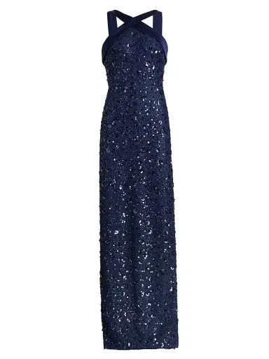 THEIA Women's Kiki Beaded Column Gown - Nautical Navy - Size 16 | Thumbnail 1