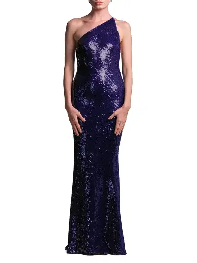 BCBGMAXAZRIA Women's Estelle Sequined One-Shoulder Gown | Thumbnail 2 BCBGMAXAZRIA Women's Estelle Sequined One-Shoulder Gown | Thumbnail 2