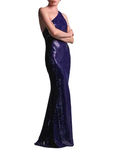 BCBGMAXAZRIA Women's Estelle Sequined One-Shoulder Gown | Thumbnail 3 BCBGMAXAZRIA Women's Estelle Sequined One-Shoulder Gown | Thumbnail 3