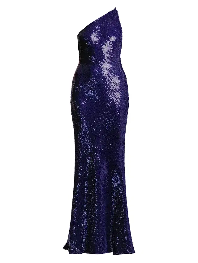Women's Estelle Sequined One-Shoulder Gown - Ultra Violet
