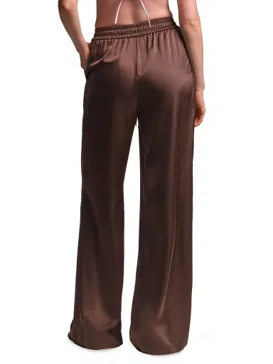 BCBGMAXAZRIA Women's Amara Satin Drawstring Pants - Chocolate - Size 12 | Thumbnail 4