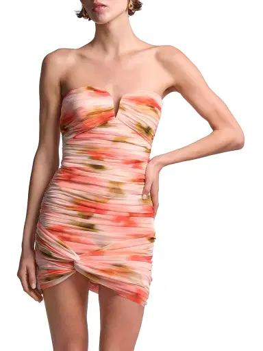 BCBGMAXAZRIA Women's Elia Floral Ruched Mini Dress - Floral Echo Print | Thumbnail 2